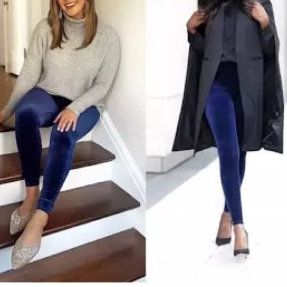 SPANX Velvet Shaping Leggings in Lapis Night Blue - Small